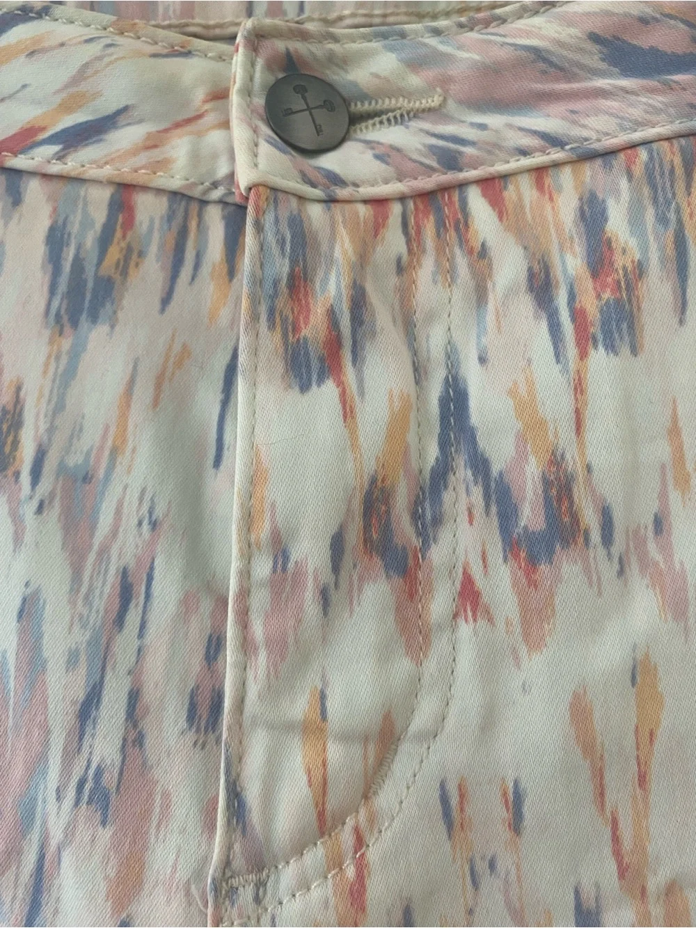 Christopher Blue Abstract Print Cropped Straight Leg Pants Size 12 Made USA